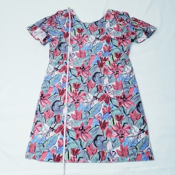 Zara Trafaluc Floral Tie Back Mini Dress Flutter Sleeves - Picture 9 of 12